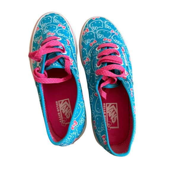 VANS x Hello Kitty Blue Pink Laceup Sneakers Size US 7.5 - Picture 5 of 8